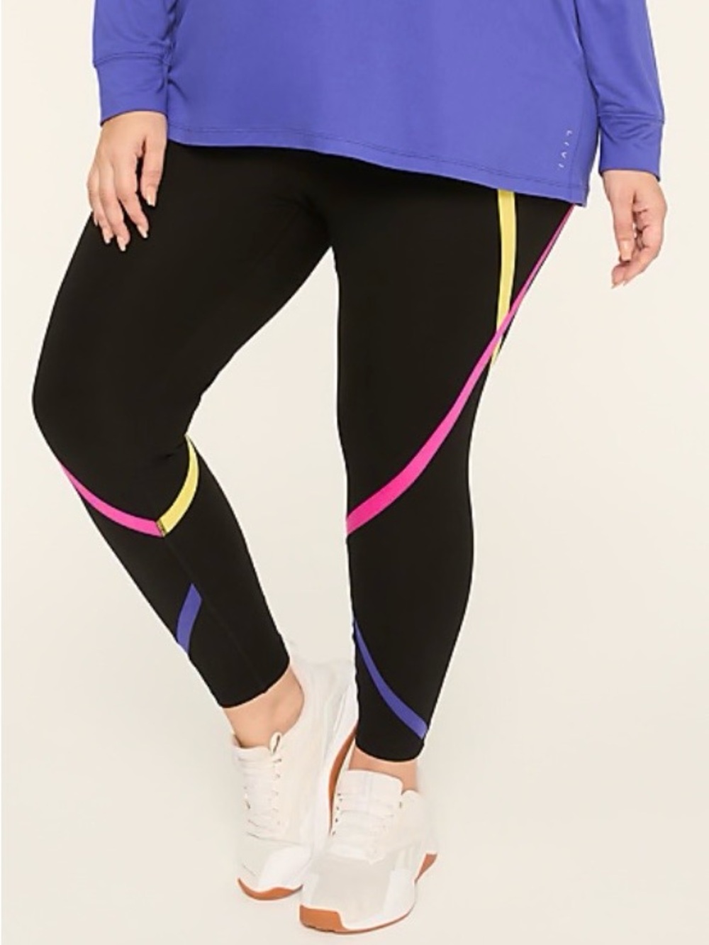 Livi Active Black Leggings with Pink, Yellow & Purple Accents